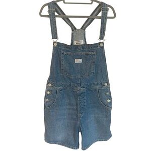 NWT Levis Women’s Denim Short Overalls Blue Size L